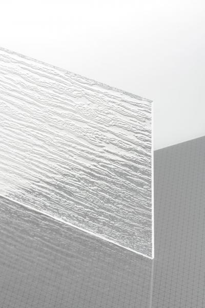 PLEXIGLAS® Textures Transparent 0A000 BO Plaque Transparence lumineuse transparent structurée absorbant les UV