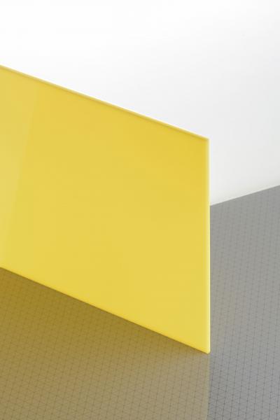 PLEXIGLAS® XT amarillo 1N870 GT Plancha permeable a la luz translúcido alto brillo absorbe rayos UV
